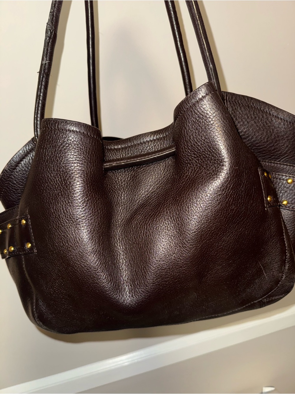 Cole Haan Classic Dark Brown Leather Tote Shoulder Bag - Picture 2 of 9